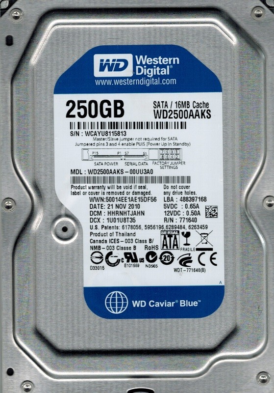 Western Digital WD2500AAKS-00UU3A0 250GB DCM: HHRNHTJAHN