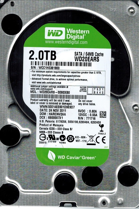 Western Digital WD20EARS-00S0XB0 2TB DCM: HARCNV2AA