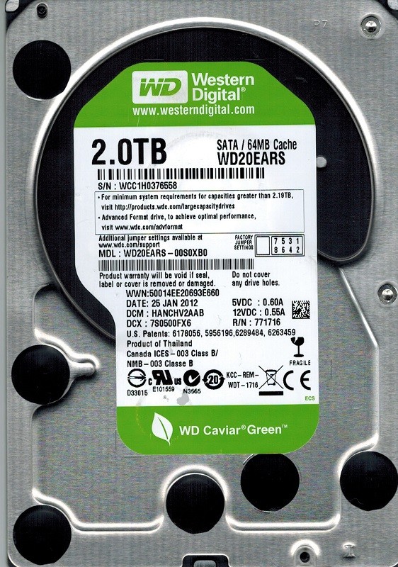 Western Digital WD20EARS-00S0XB0 2TB DCM: HANCHV2AAB