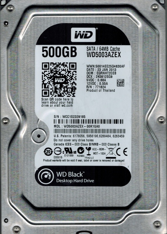 Western Digital WD5003AZEX-00K1GA0 DCM: EGRNHT2CEB 500GB