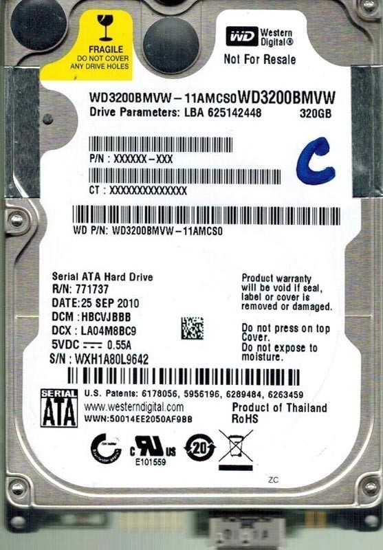 Western Digital 320GB WD3200BMVW-11AMCS0 DCM: HBCVJBBB USB 3.0