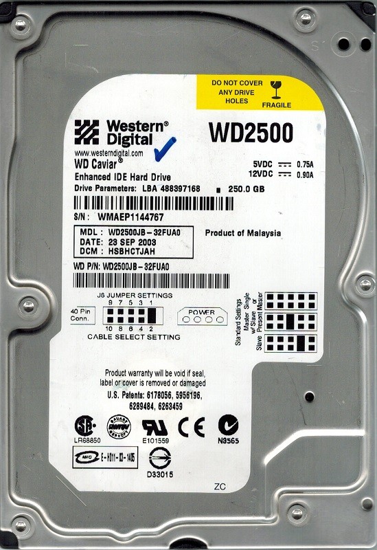 WD2500JB-32FUA0 Western Digital DCM: HSBHCTJAH 250GB