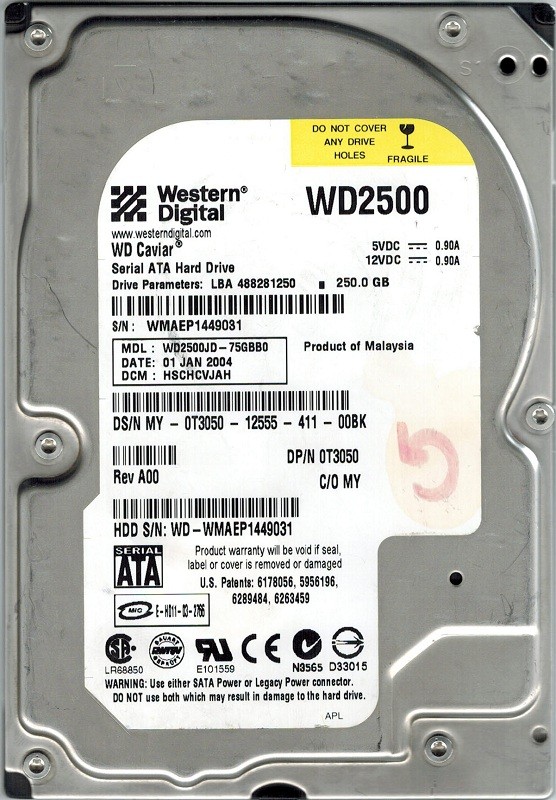 Western Digital WD2500JD-75GBB0 250GB DCM: HSCHCVJAH