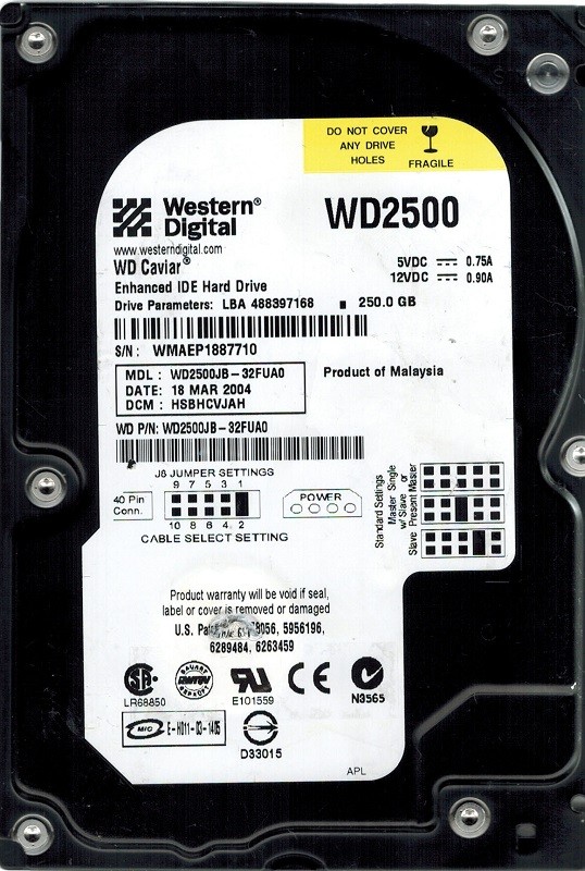 Western Digital WD2500JB-32FUA0 250GB DCM: HSBHCVJAH