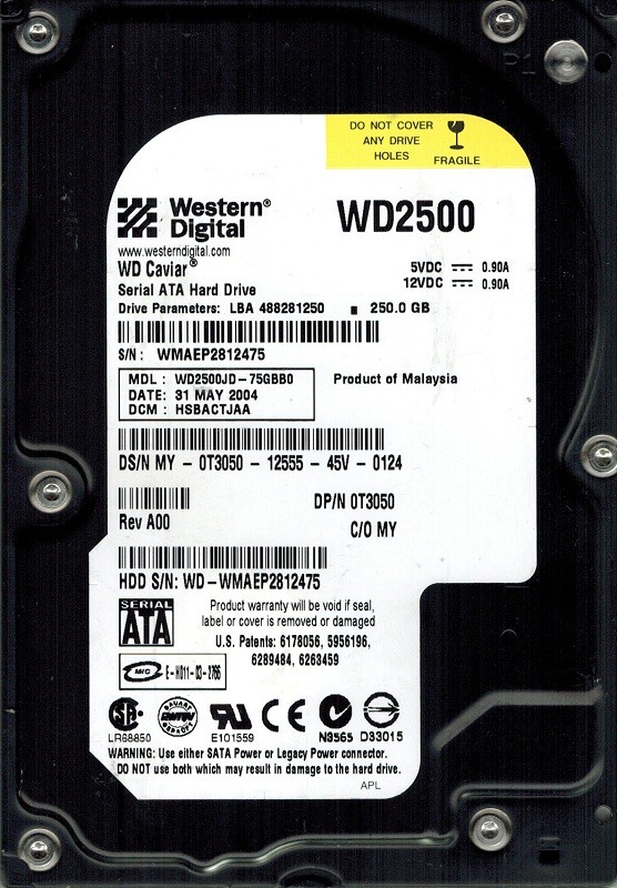 Western Digital WD2500JD-75GBB0 250GB DCM: HSBACTJAA