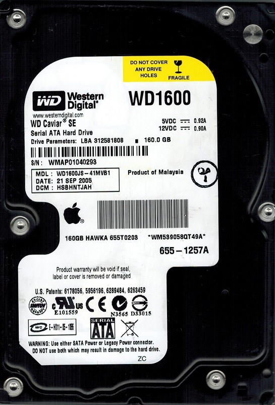 Western Digital WD1600JS-41MVB1 160GB DCM: HSBHNTJAH