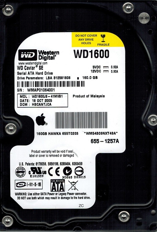 Western Digital WD1600JS-41MVB1 160GB DCM: HSCANTJCA