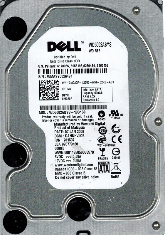 Western Digital WD5002ABYS-18B1B0 500GB DCM: DANNHVJCB