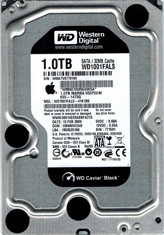 Western Digital WD1001FALS-41K1B0 MAC 1TB DCM: HBNNHV2AB APPLE