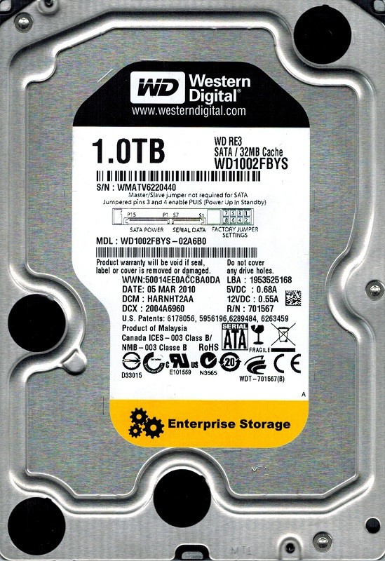 Western Digital WD1002FBYS-02A6B0 1TB DCM: HARNHT2AA