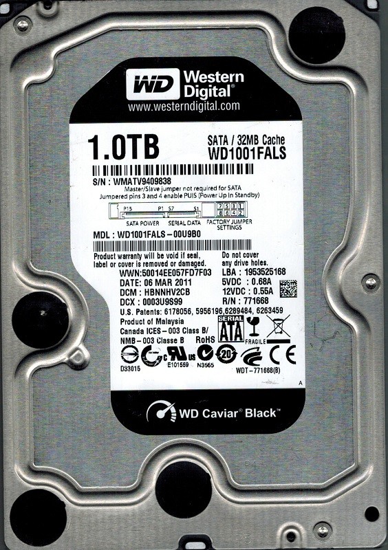 Western Digital WD1001FALS-00U9B0 1TB DCM: HBNNHV2CB