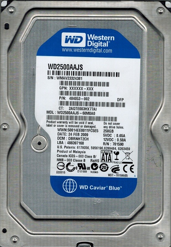 Western Digital WD2500AAJS-60M0A0 250GB DCM: DBRNHT2CH