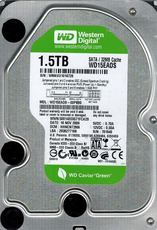 Western Digital WD15EADS-00P8B0 1.5TB DCM: HHNCNT2MA