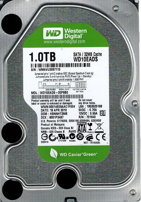 Western Digital WD10EADS-00P8B0 1TB DCM: HBNNHT2MB