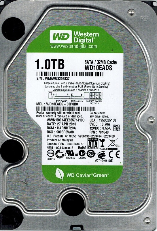 Western Digital WD10EADS-00P8B0 1TB DCM: HARNHT2CA