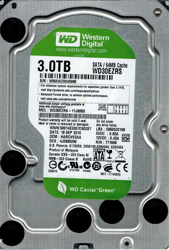 Western Digital WD30EZRS-11J99B0 3TB DCM: HARCHV2AA