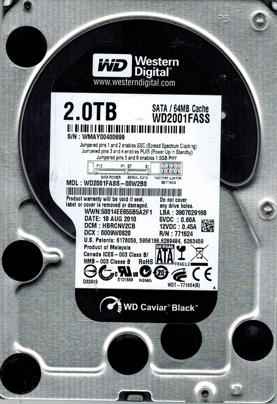 Western Digital WD2001FASS-00W2B0 2TB DCM: HBRCNV2CB