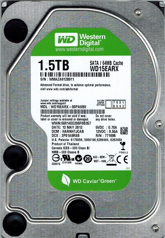 Western Digital WD15EARX-00PASB0 1.5TB DCM: HARNHTJCAB