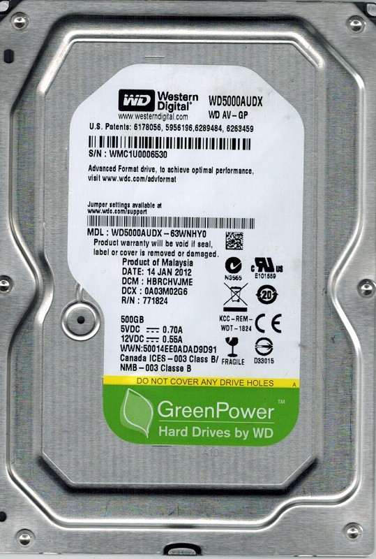 Western Digital WD5000AUDX-63WNHY0 500GB DCM: HBRCHVJME