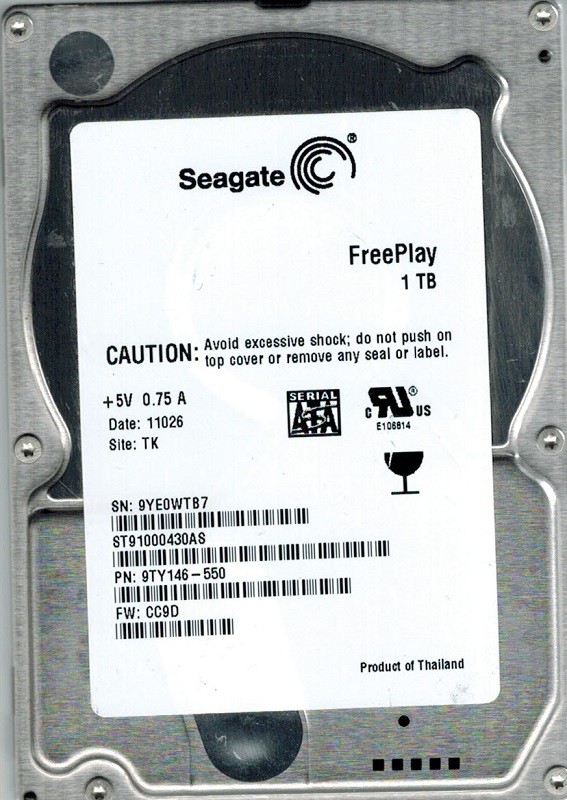 Seagate ST91000430AS P/N: 9TY146-550 F/W: CC9D TK 1TB