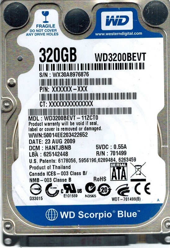 Western Digital WD3200BEVT-11ZCT0 320GB DCM: HANTJBNB