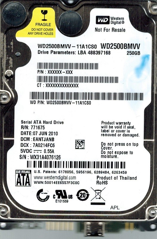Western Digital WD2500BMVV-11A1CS0 250GB DCM: EANTJANB
