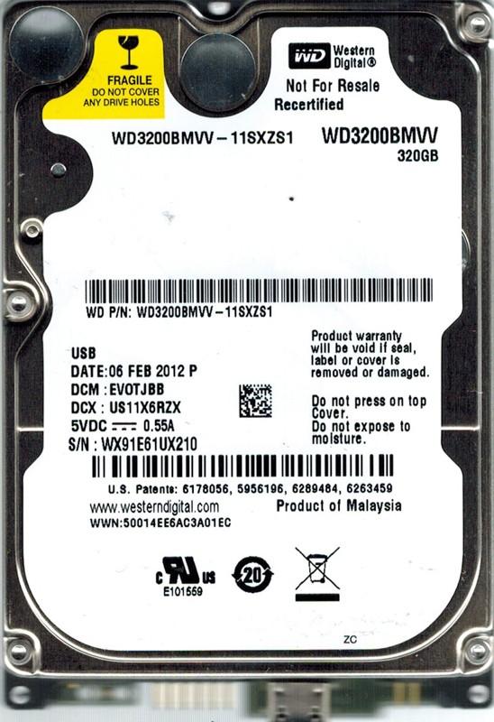 Western Digital WD3200BMVV-11SXZS1 320GB DCM: EVOTJBB