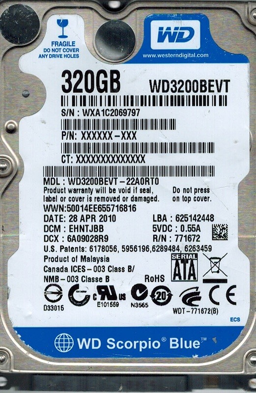 Western Digital WD3200BEVT-22A0RT0 320GB DCM: EHNTJBB