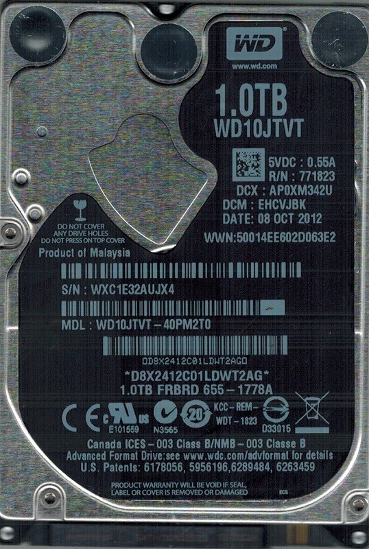 Western Digital WD10JTVT-40PM2T0 1TB DCM: EHCVJBK