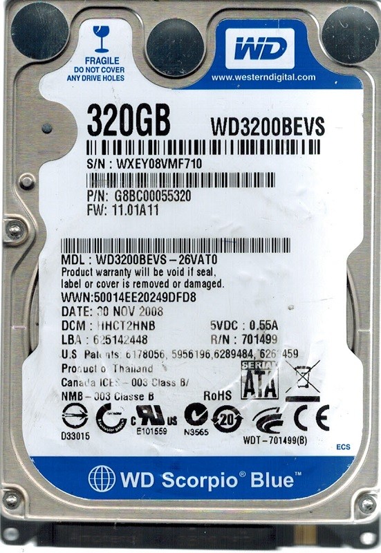 Western Digital WD3200BEVS-26VAT0 320GB DCM: HHCT2HNB