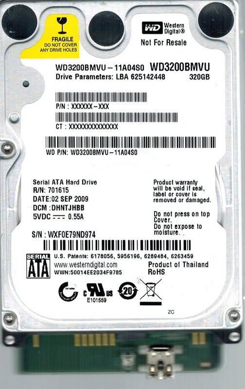 Western Digital WD3200BMVU-11A04S0 USB 2.0 320GB DCM: DHNTJHBB