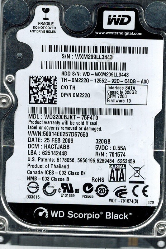 Western Digital WD3200BJKT-75F4T0 320GB DCM: HACTJABB