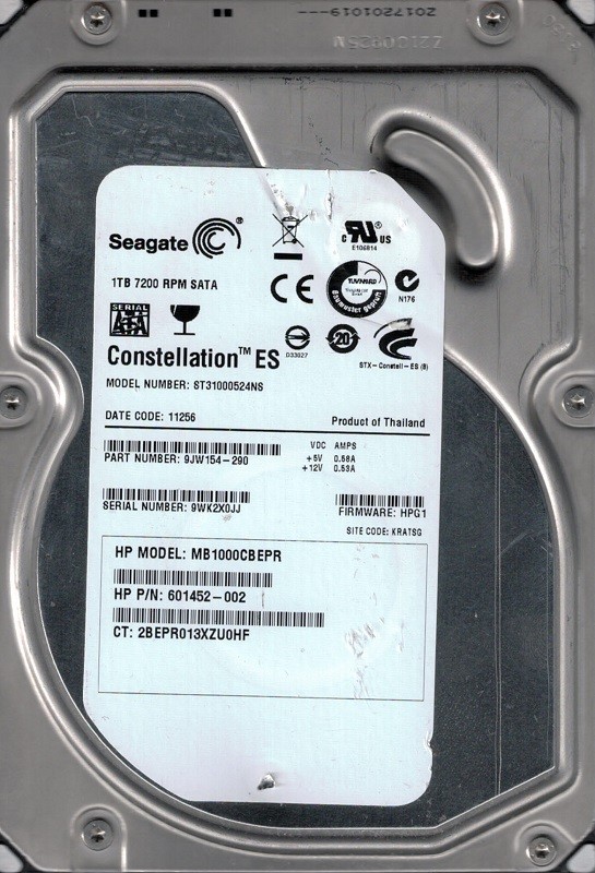 Seagate ST31000524NS P/N: 9JW154-290 F/W: HPG1 1TB KRATSG