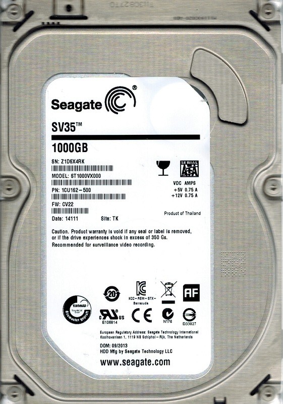 Seagate ST1000VX000 P/N: 1CU162-500 F/W: CV22 TK 1TB