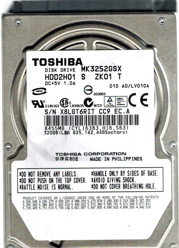 MK3252GSX HDD2H01 C ZK01 T Toshiba 320GB