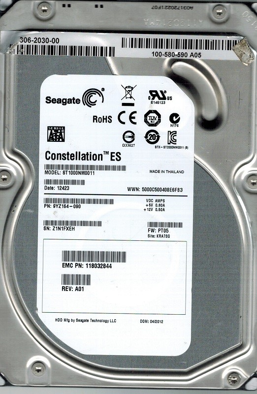 Seagate ST1000NM0011 P/N: 9YZ164-090 F/W: PT05 1TB KRATSG
