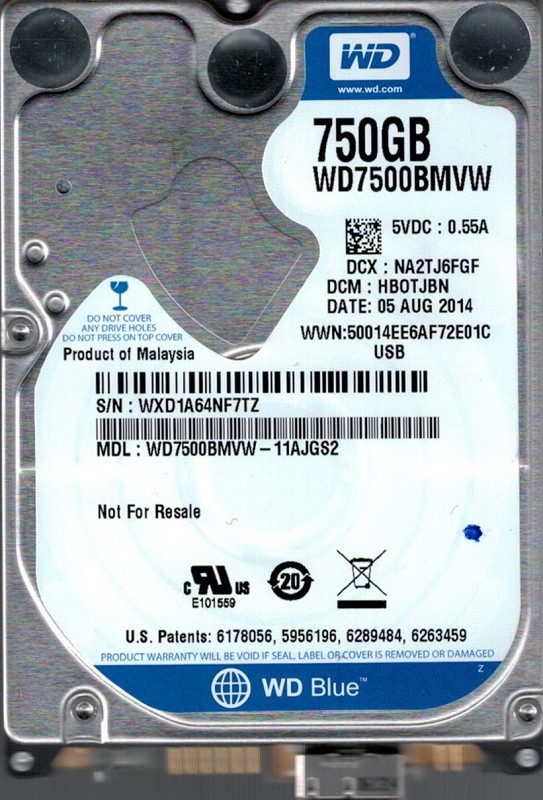Western Digital WD7500BMVW-11AJGS2 DCM: HBOTJBN USB 3.0 750GB