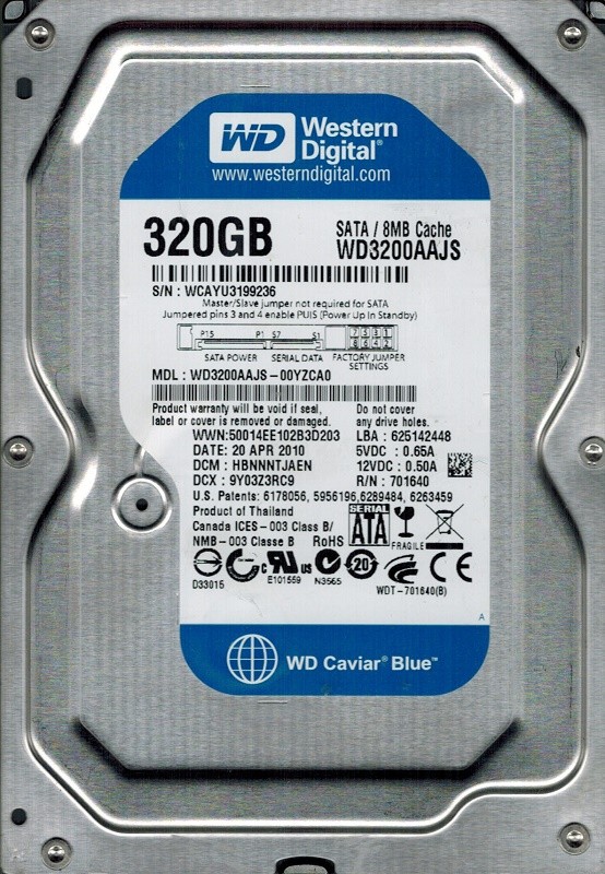 Western Digital WD1600AAJS-00YZCA0 DCM: HBNNHTJMGN 160GB