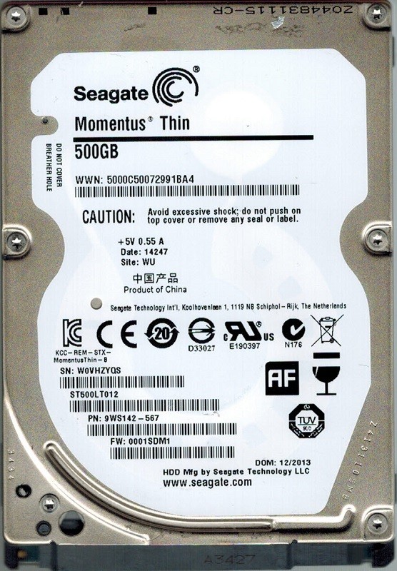 Seagate ST500LT012 P/N: 9WS142-567 F/W: 0001SDM1 500GB WU
